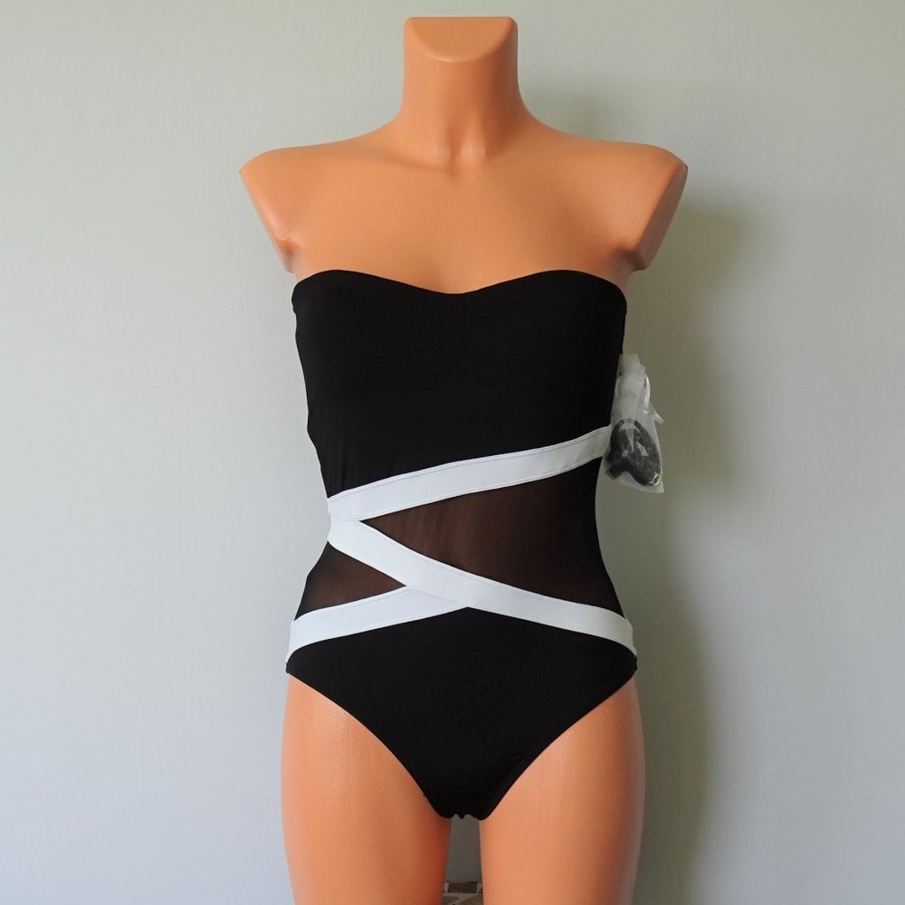 Anne Cole Colorblocked Mesh 1 Pc Swimsuit NWT